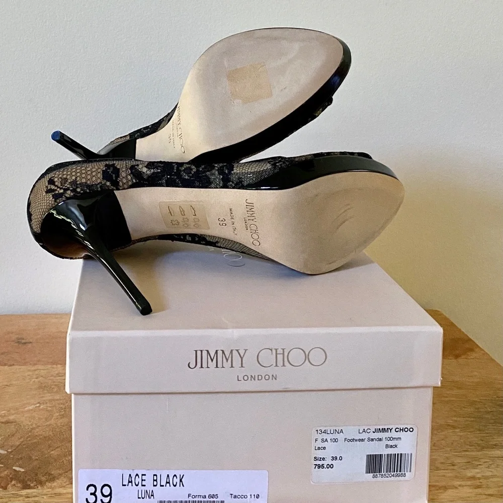Jimmy Choo Black Luna Lace Platform Pumps Size  US9 NEW